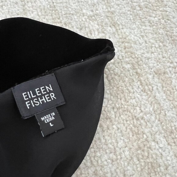 Eileen Fisher Black Silk Velvet Sleeveless Blouse Tank Top L - Picture 2 of 8